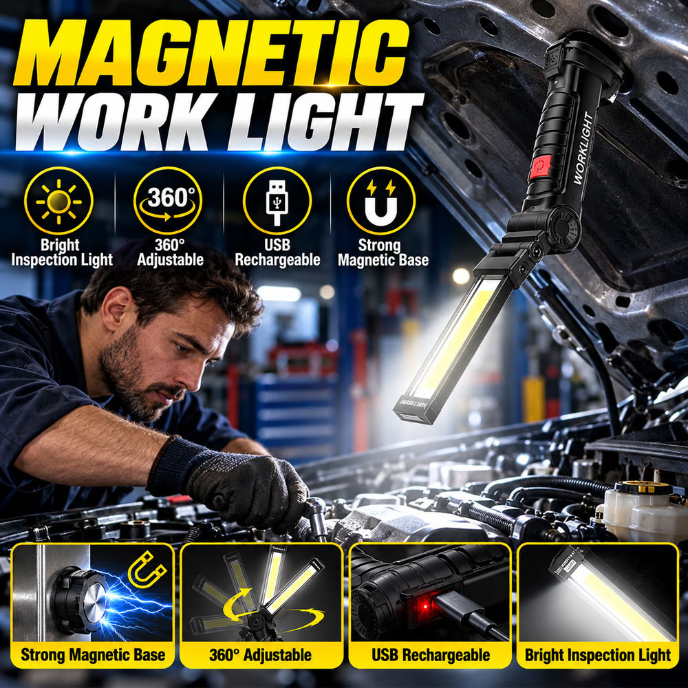Car Led Light - COB LED Work Light USB Rechargeable